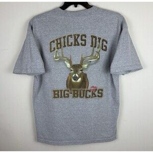 Vintage 90s 1999Big Bucks Graphic Humor T-Shirt / Grey / Size XL